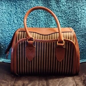Striped Brown and Beige Handbag